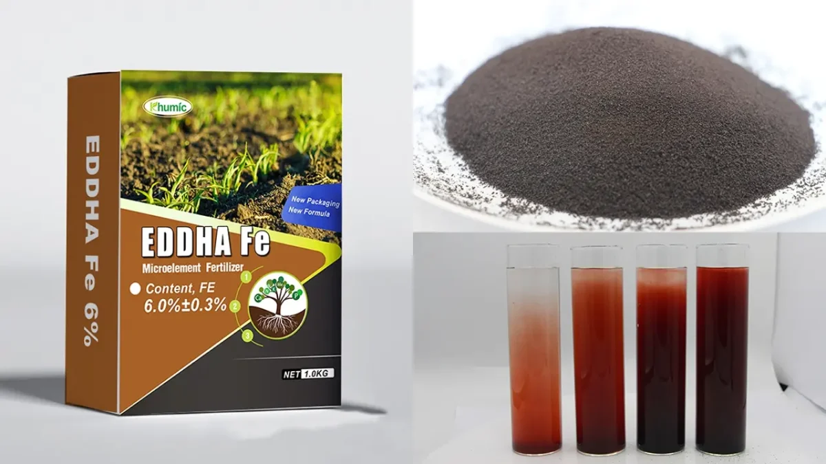 Premium EDDHA Fe 6% chelated iron micro-granules by KHUMIC GROUP for correcting iron deficiency in alkaline soils